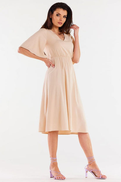 beige flared day dress view 8