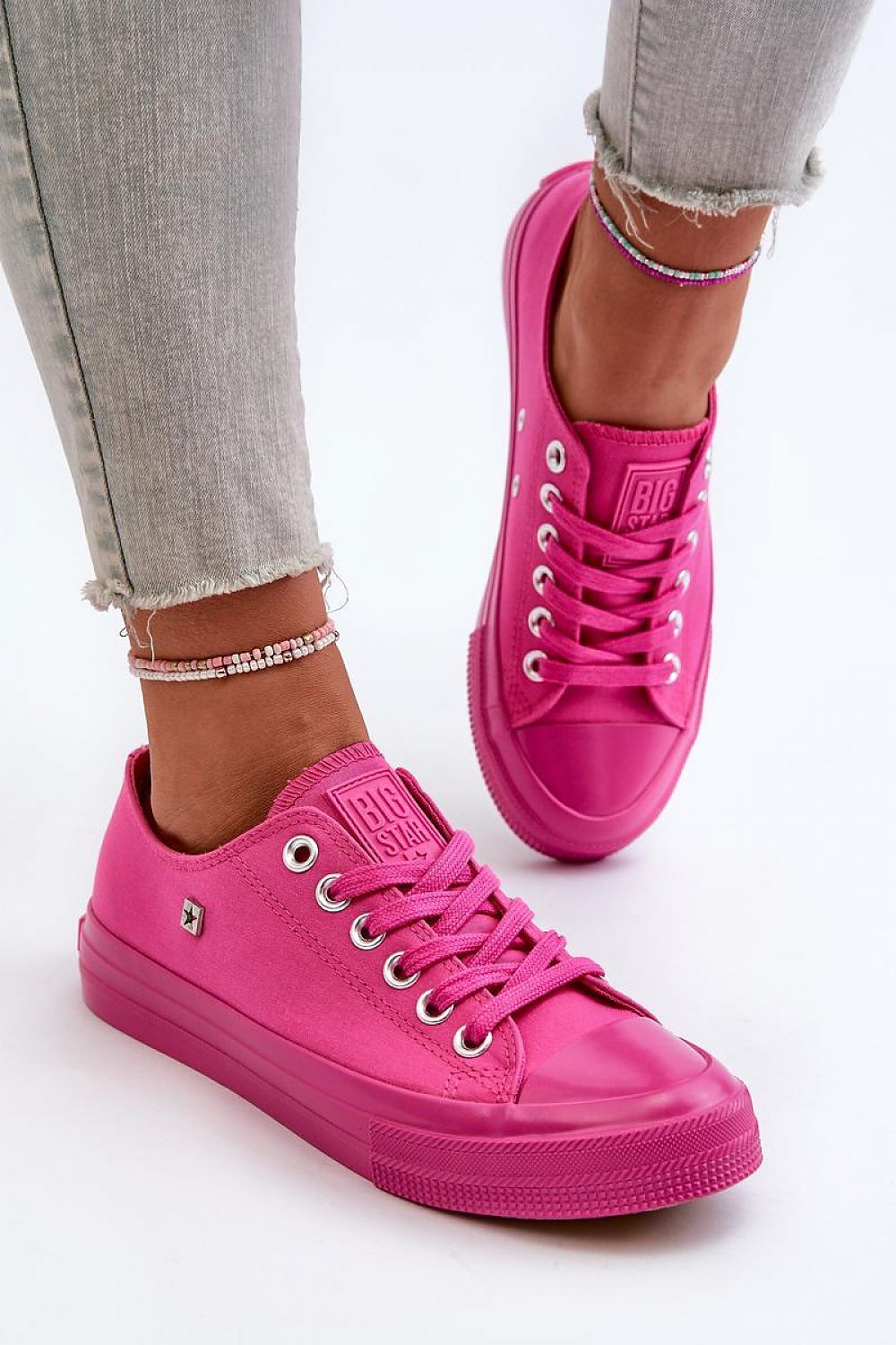 pink mini sneakers detail view