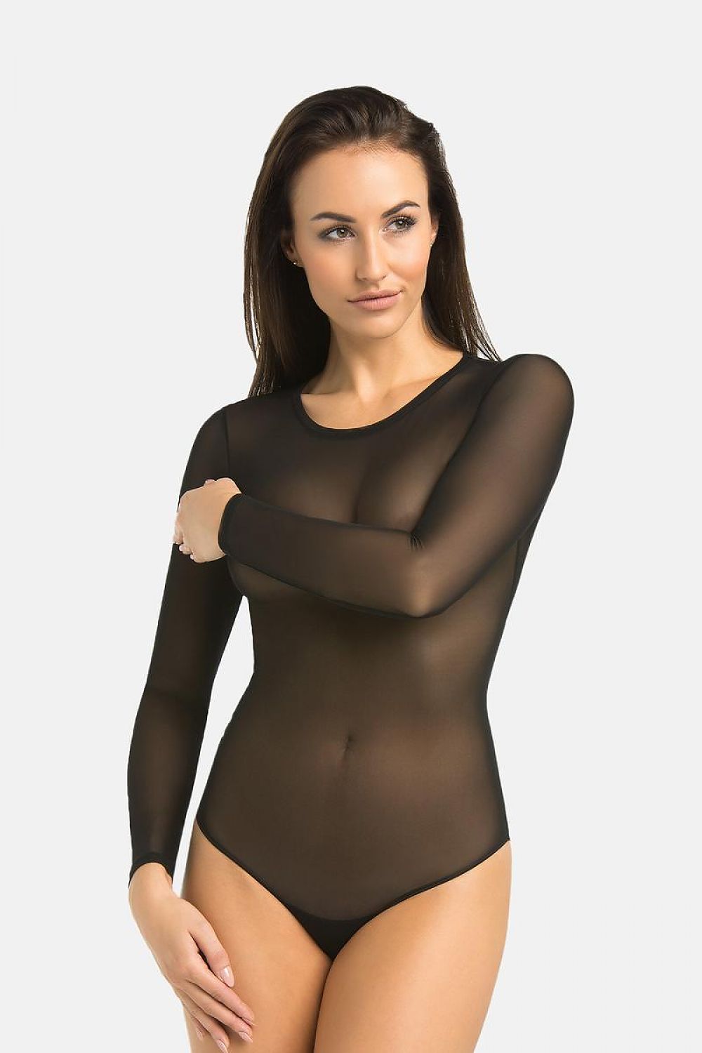 black long sleeve shapewear bodysuit alternate angle
