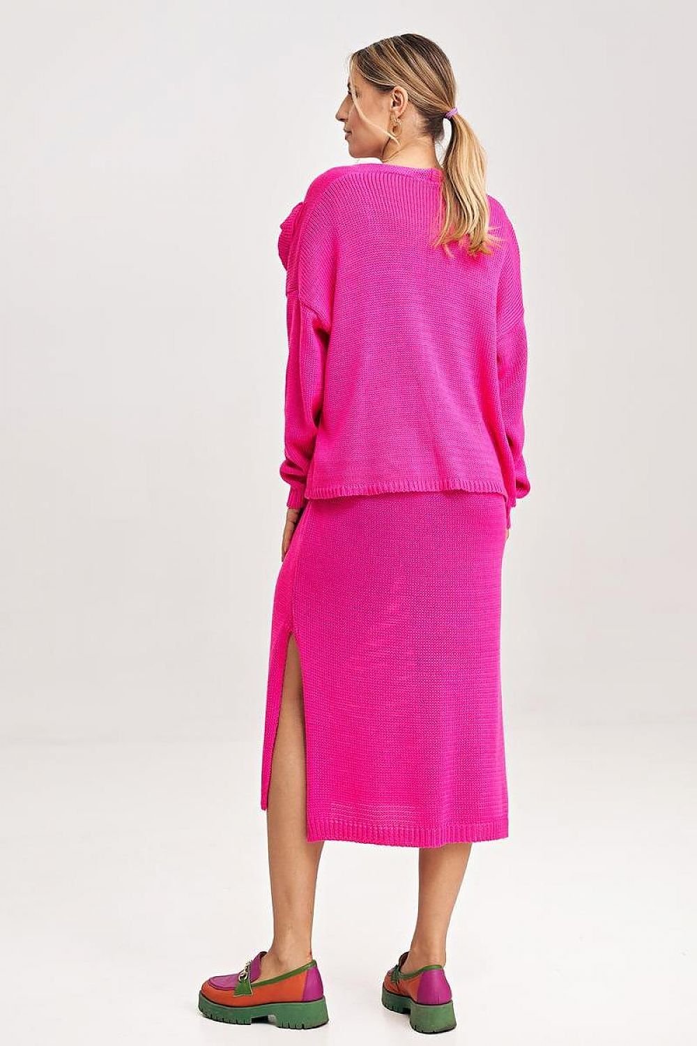 beige long sleeve midi matching set view 6