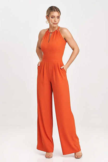 orange sleeveless suit front view