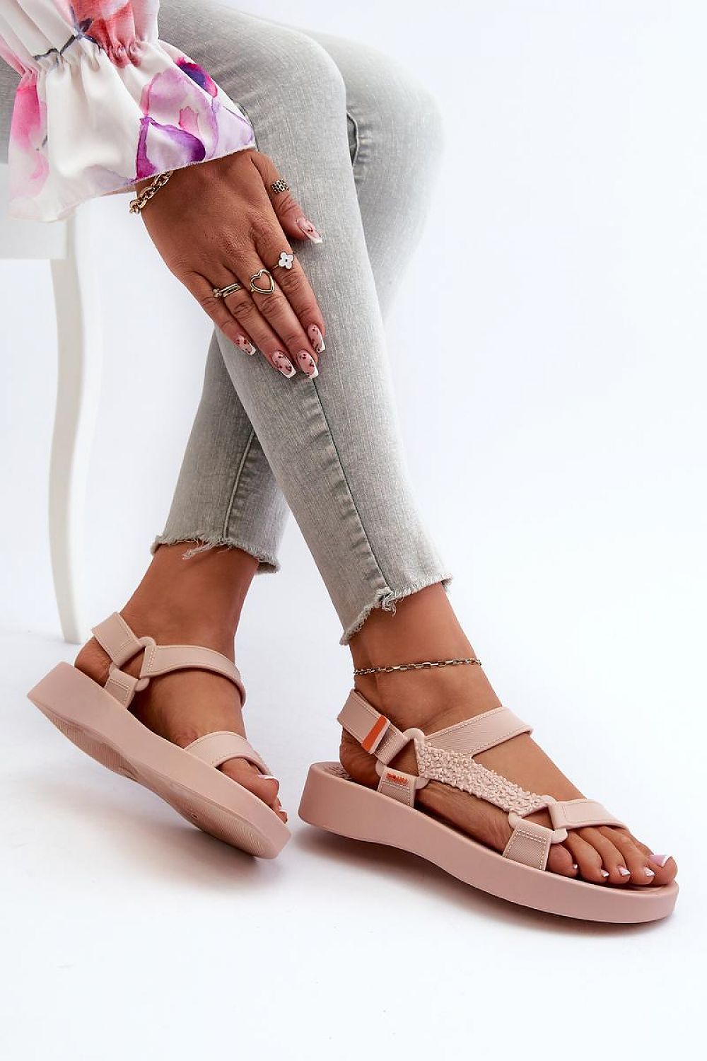 pink sandals detail view