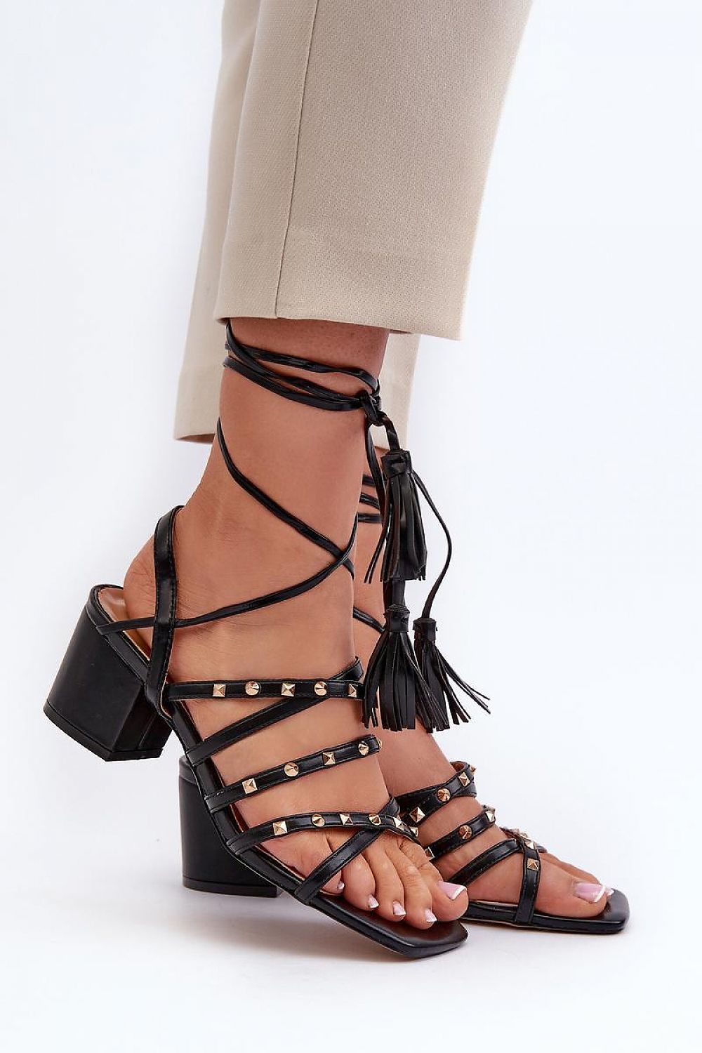 brown lace heel sandals view 7