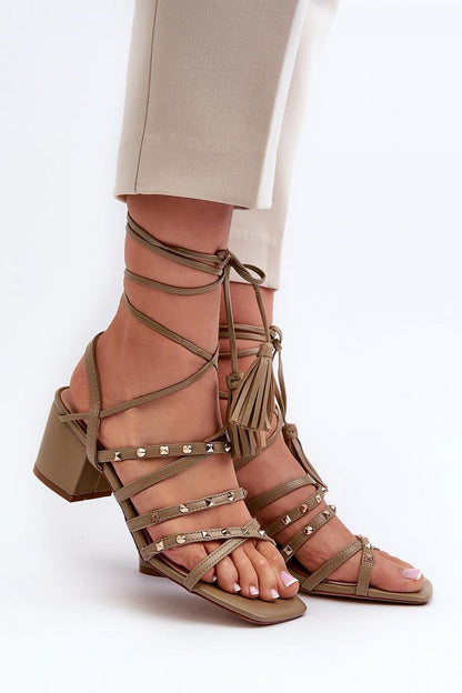 brown lace heel sandals view 10