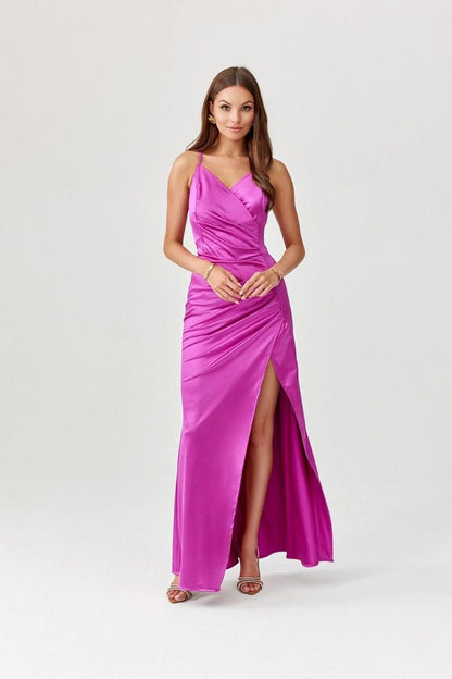 pink maxi side slit long dress view 20