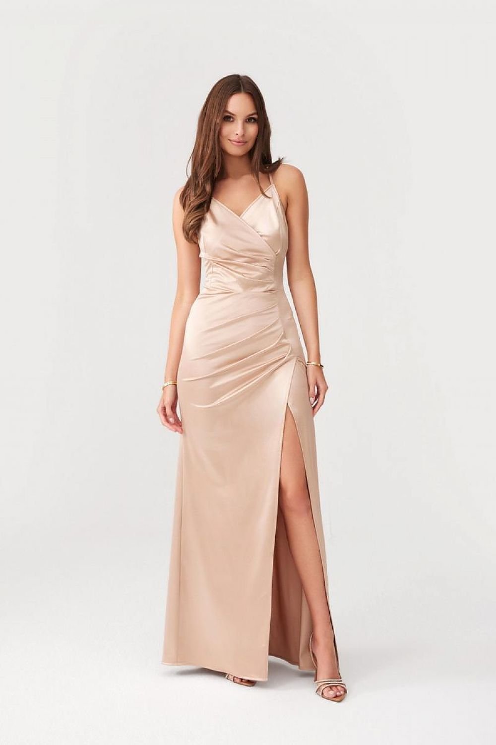 pink maxi side slit long dress view 22