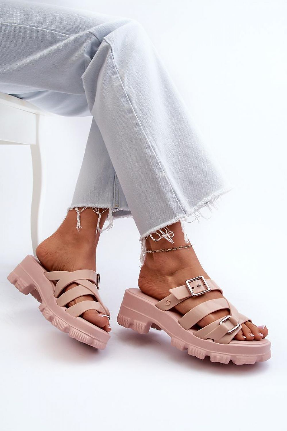 pink flip-flops front view