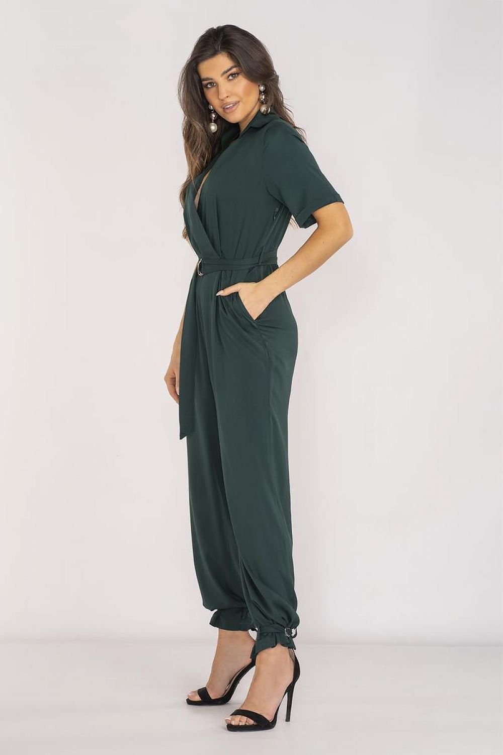 green belted short sleeve suit alternate angle