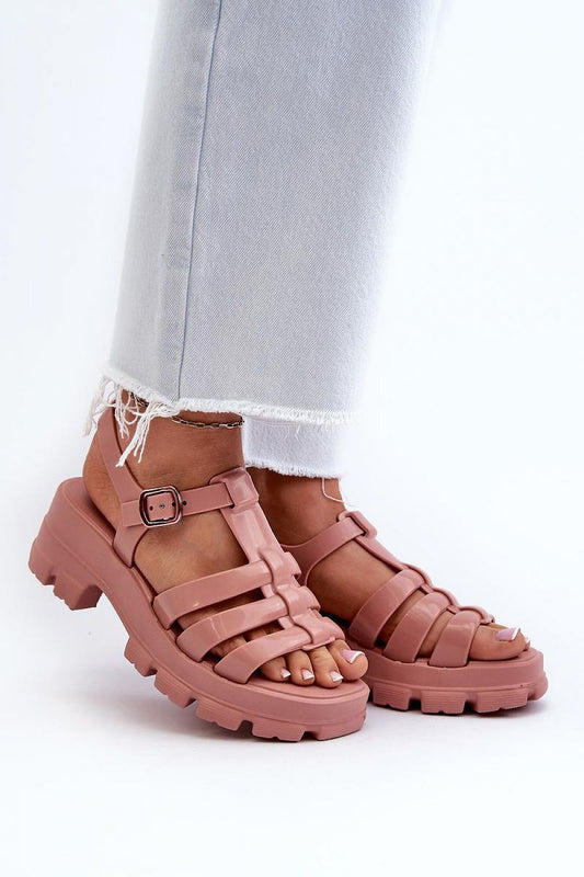 pink sandals front view