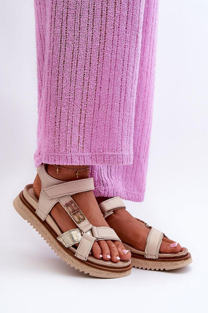 beige sandals front view