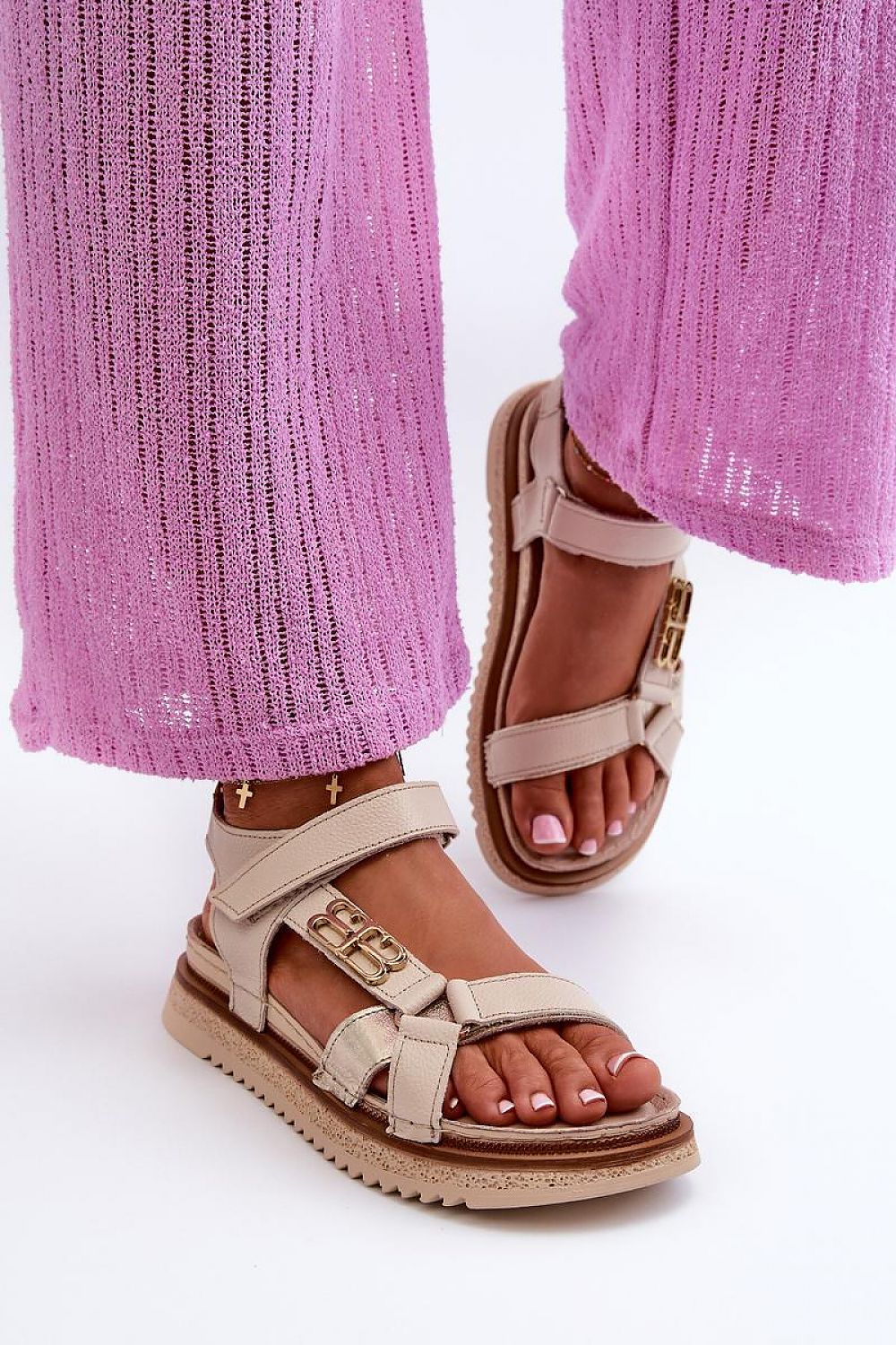 beige sandals detail view