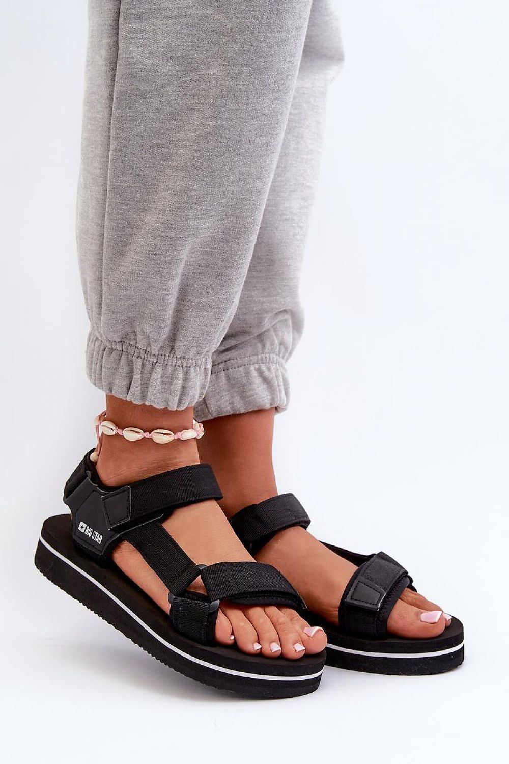 black sandals front view