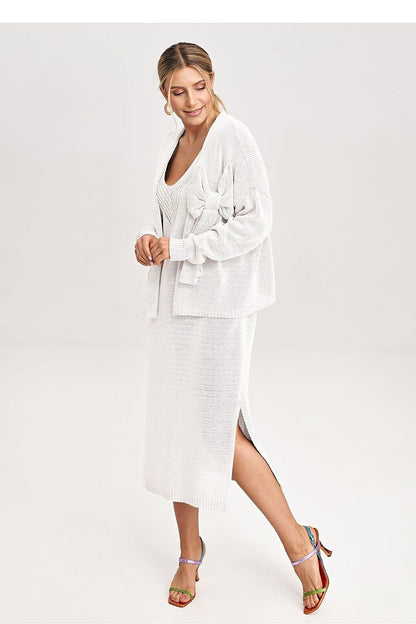 beige long sleeve midi matching set view 16