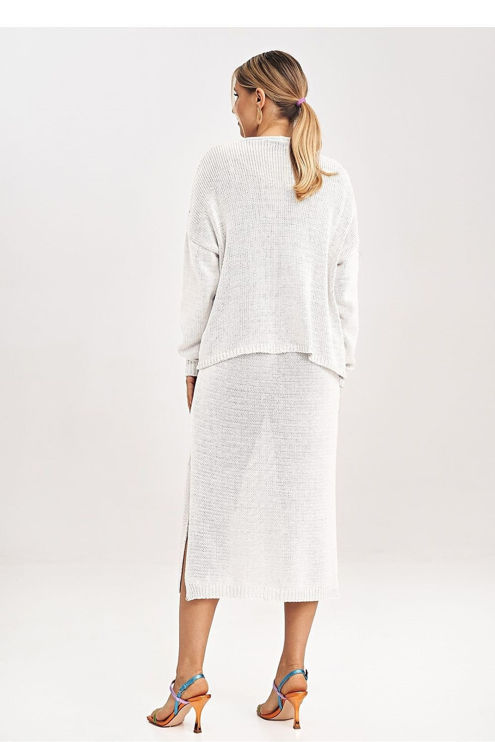 beige long sleeve midi matching set view 18