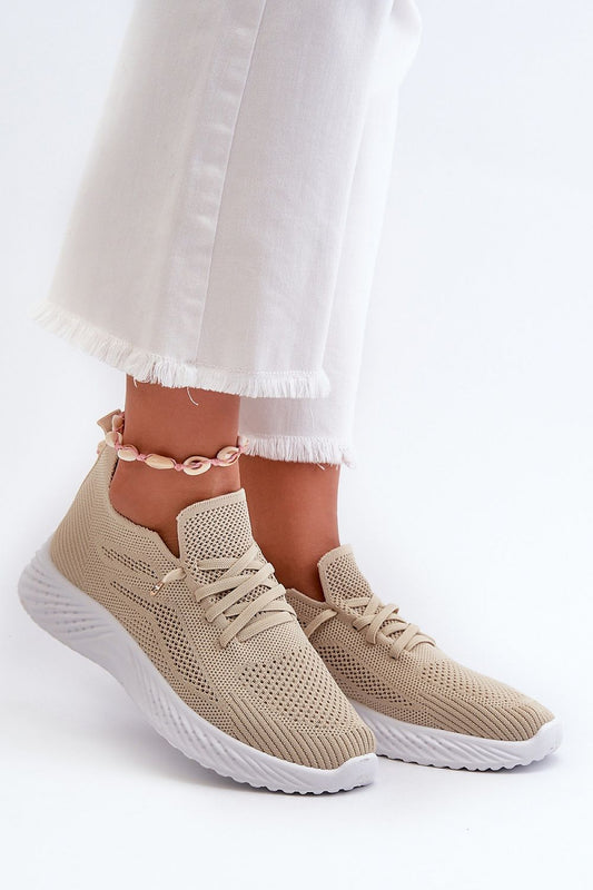 beige lace sport shoes front view