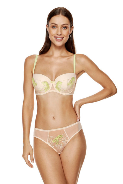 beige tulle padded bra front view
