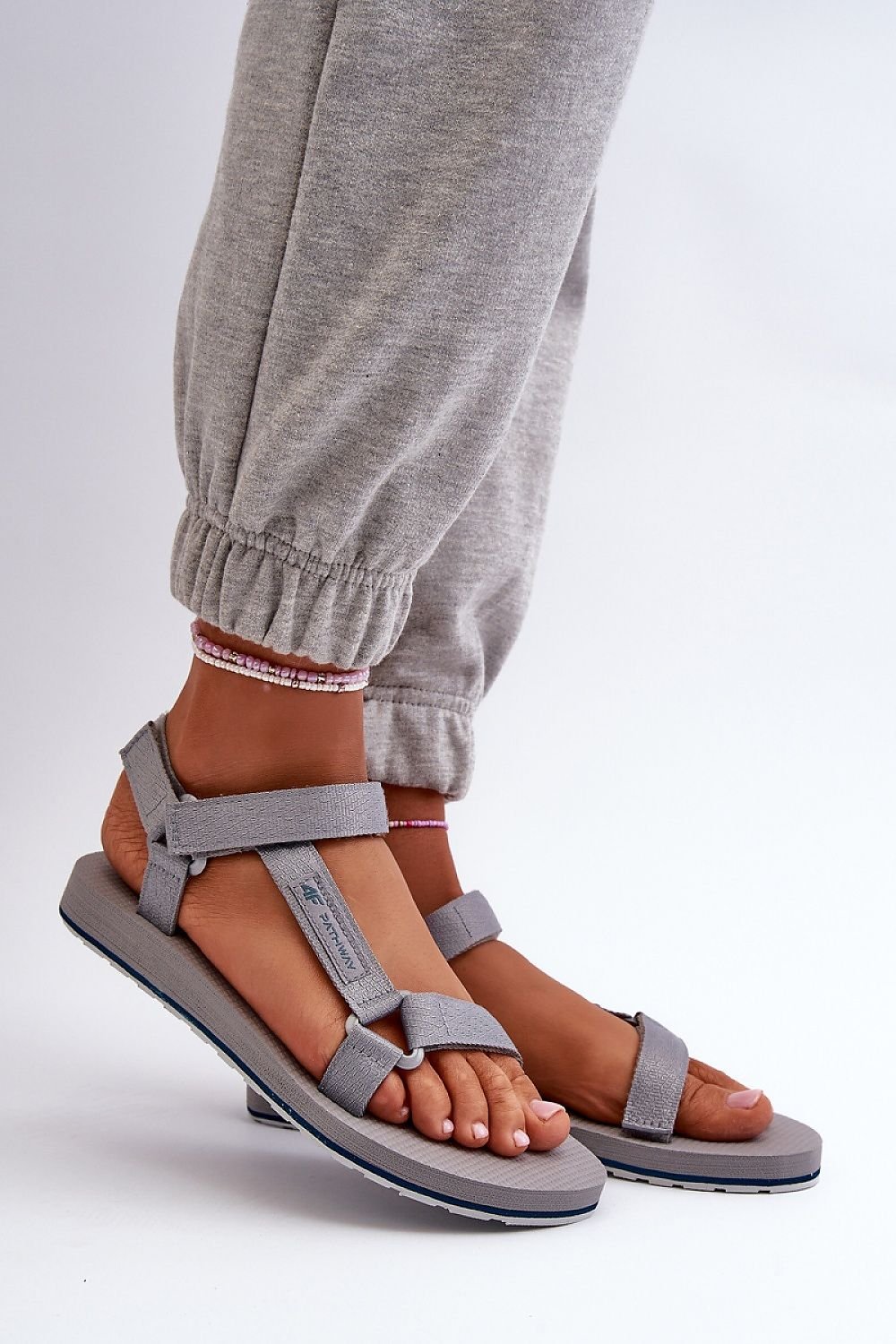 grey sandals front view