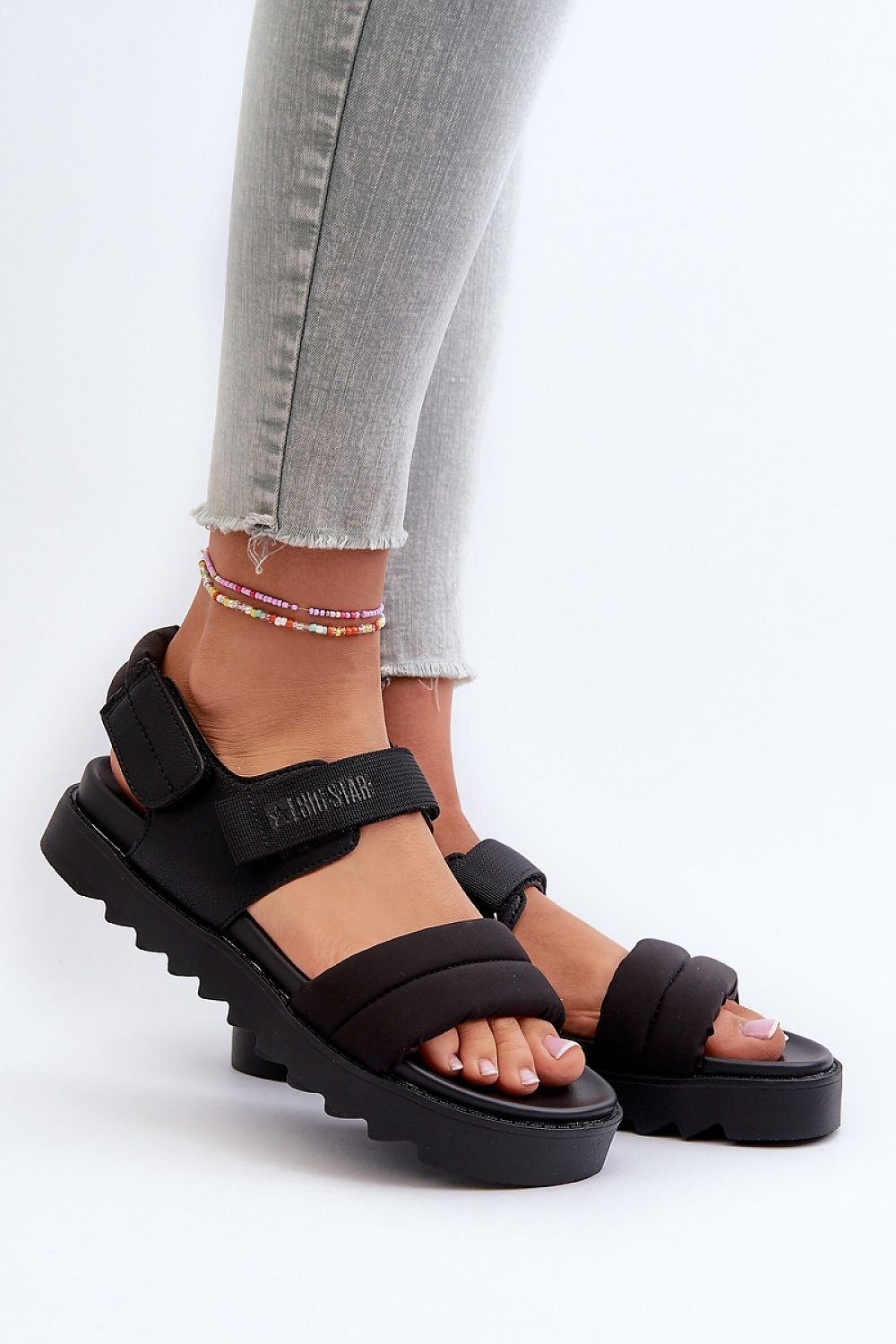 black sandals front view