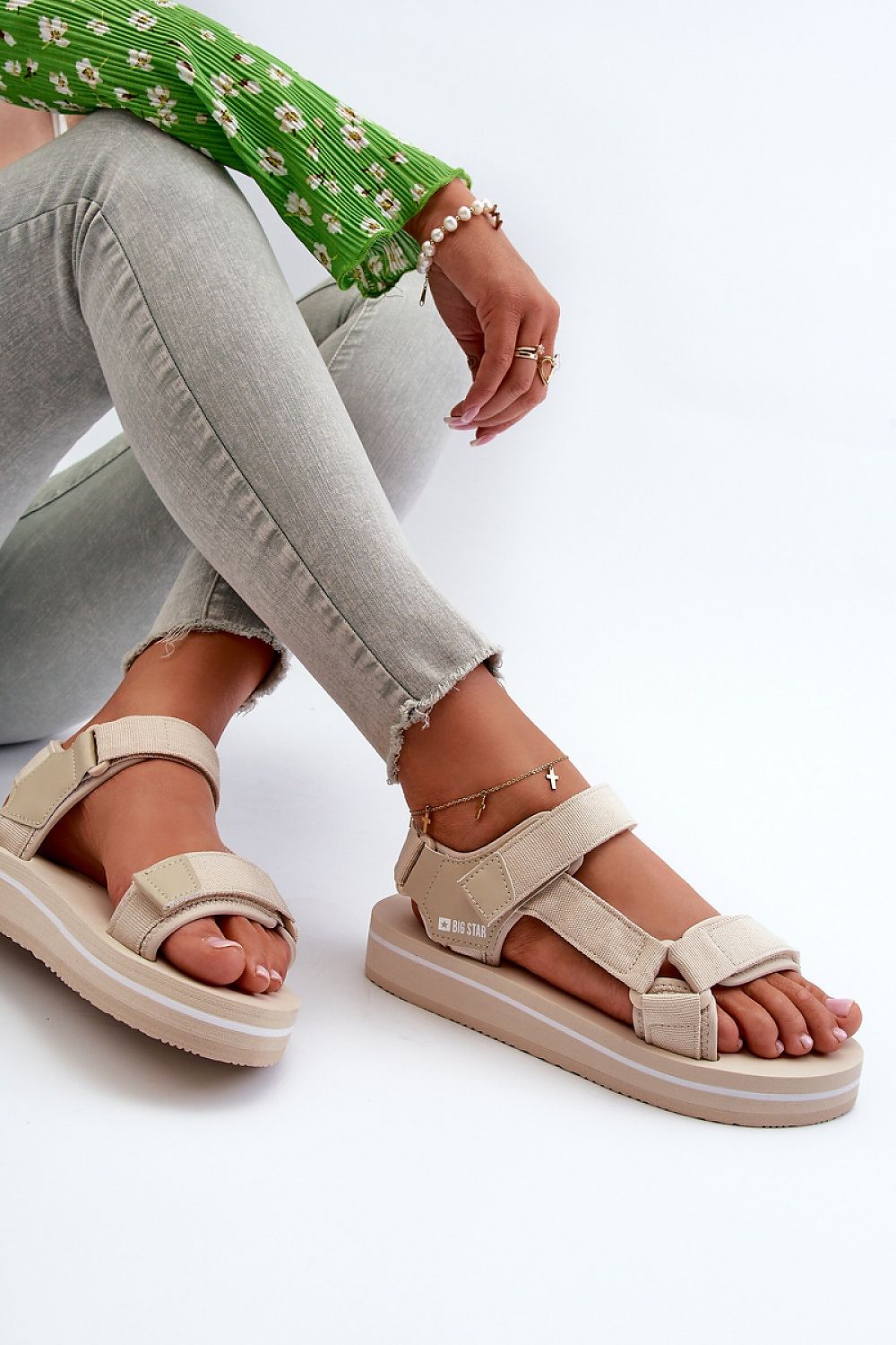 beige sandals detail view