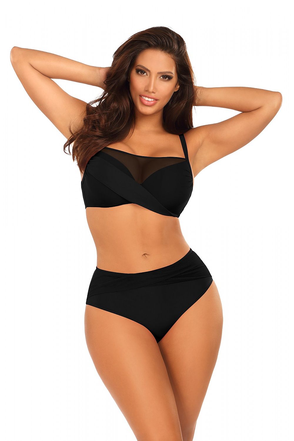 black swimsuit two piece front view