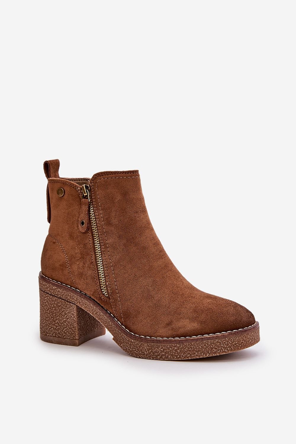 brown heel boots side view