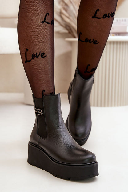 black buskin boots front view