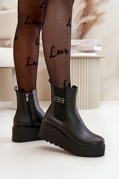 black buskin boots detail view