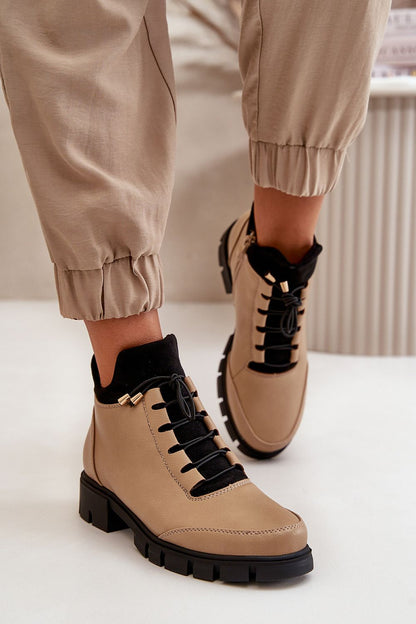 beige boots front view