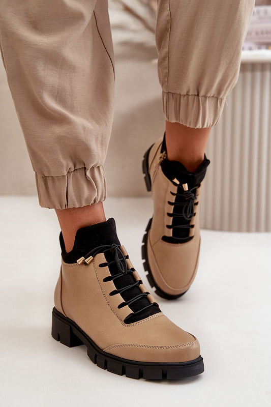 beige boots front view