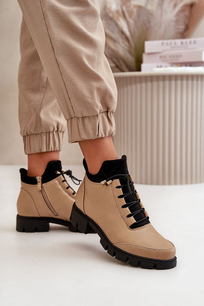 beige boots detail view
