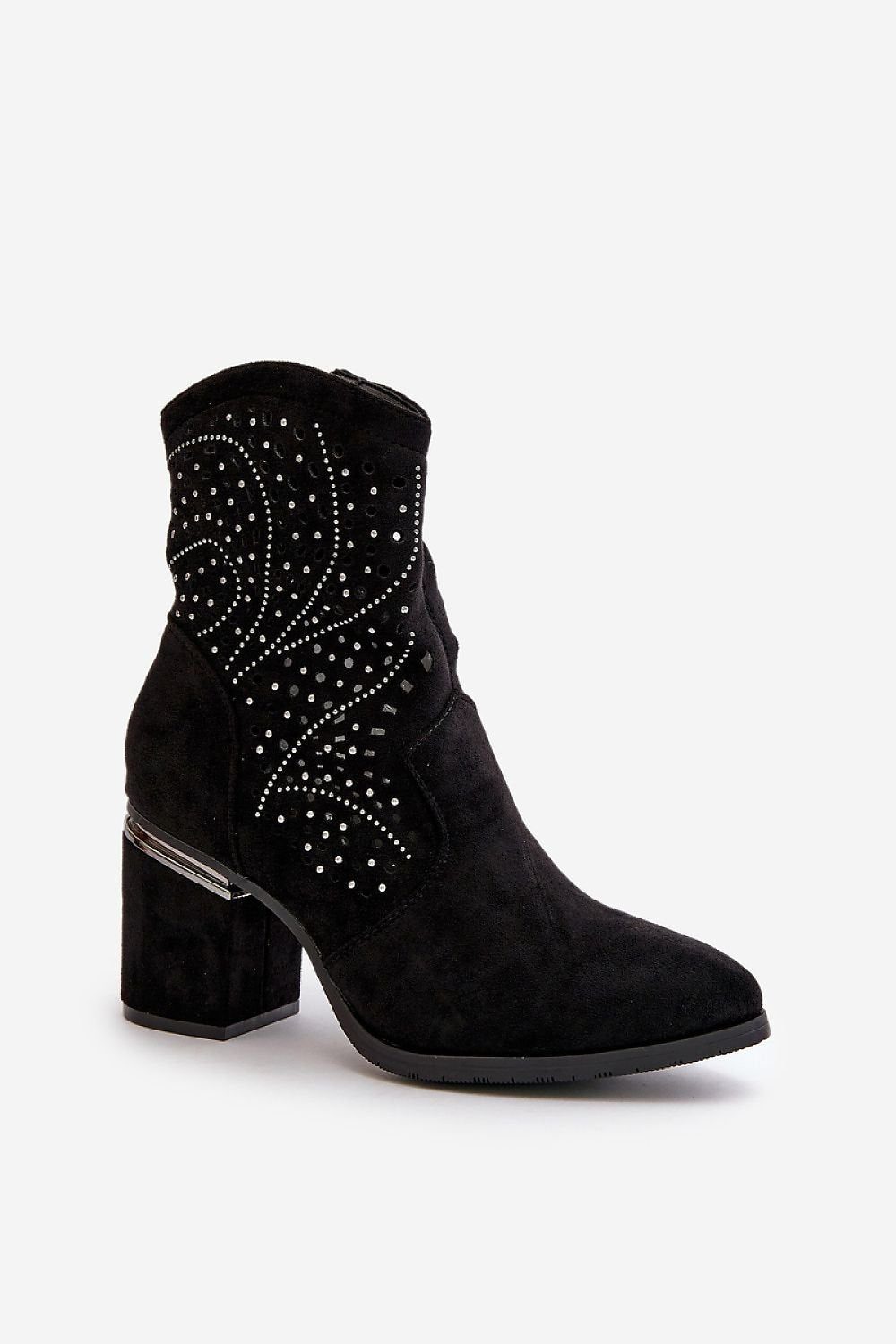 black lace heel boots alternate angle
