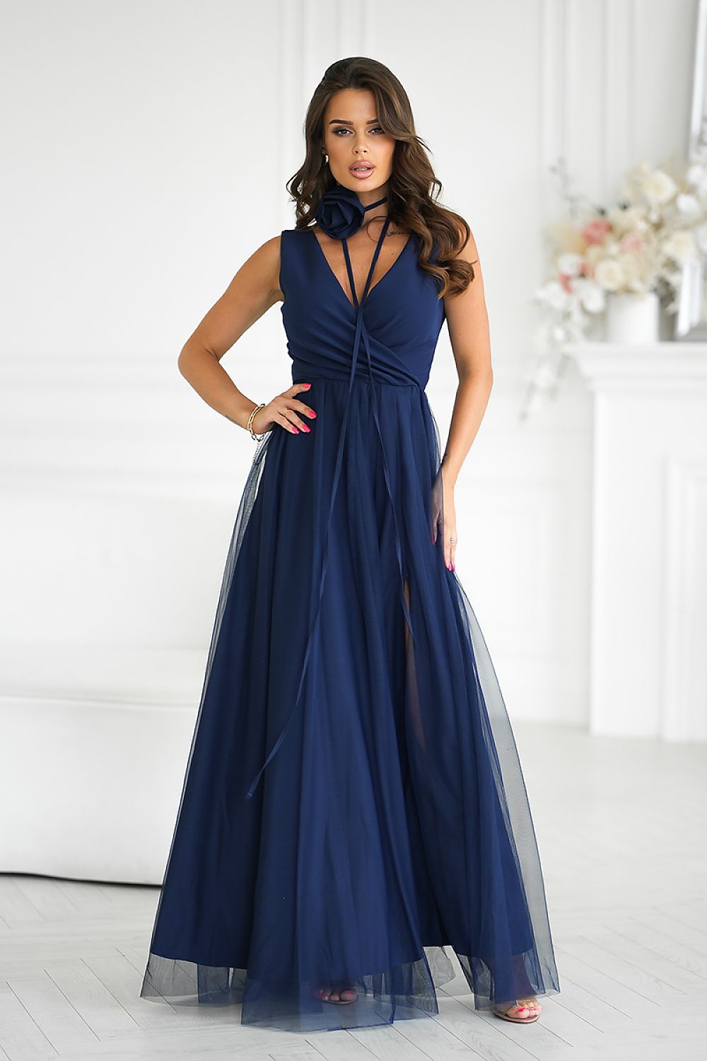 violet wrap belted long dress view 14