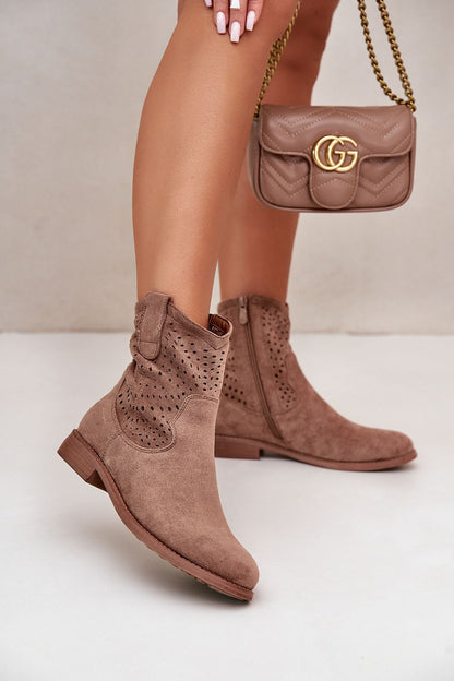 brown lace boots back view