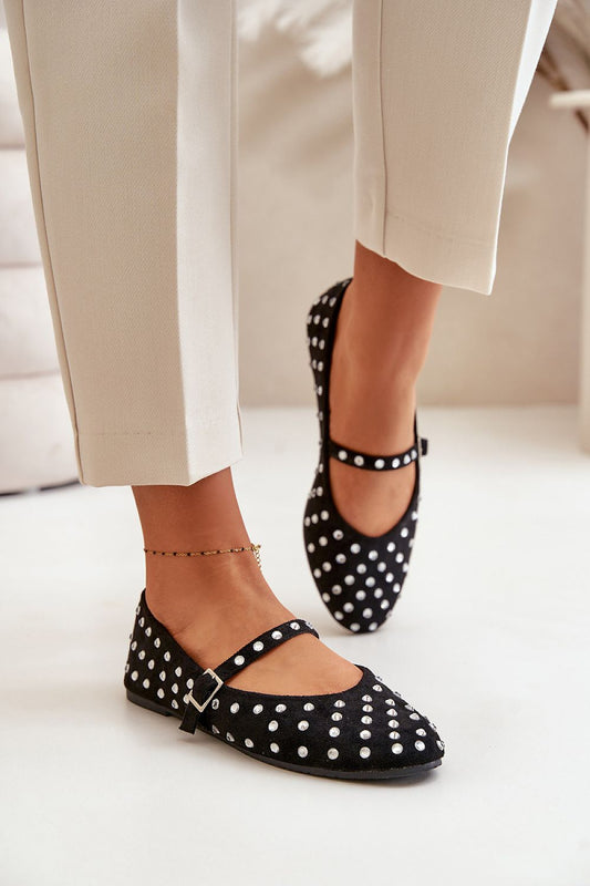 black ballet flats front view