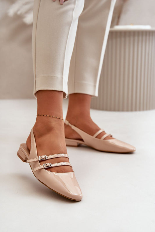 beige ballet flats front view