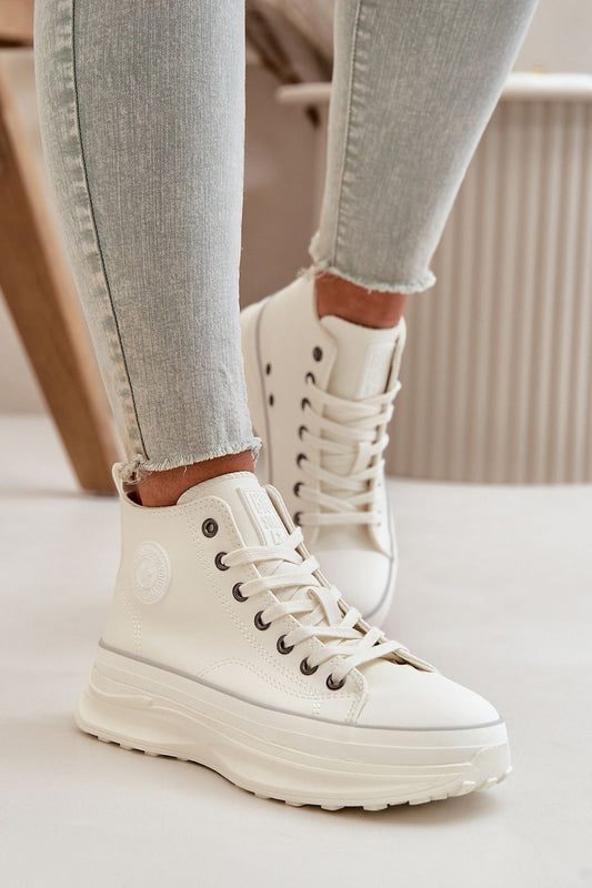 white sneakers front view