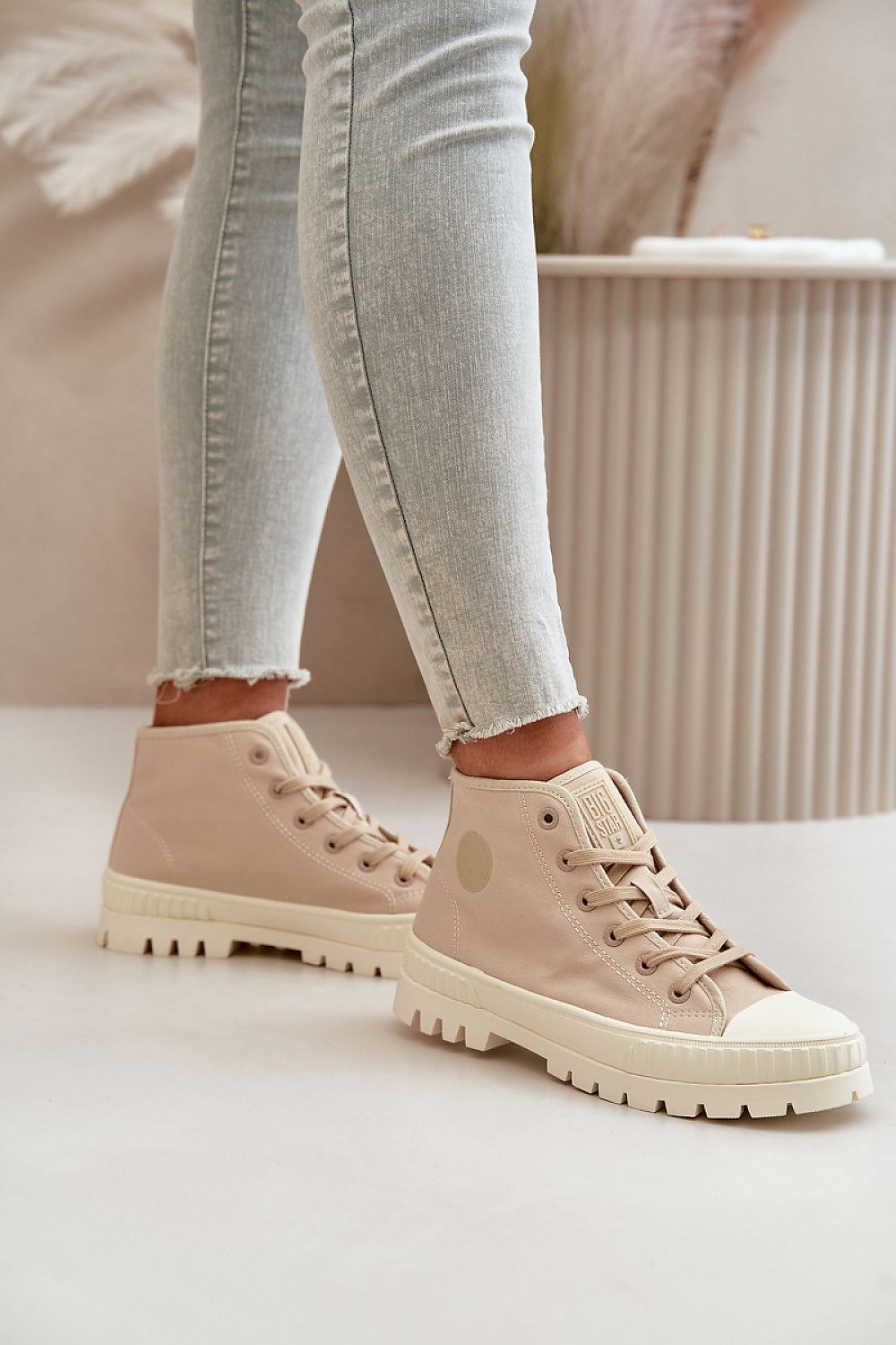 beige sneakers front view