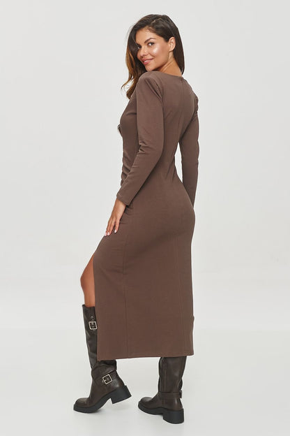 grey long sleeve dresses back view
