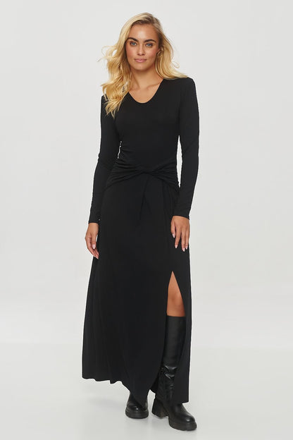 brown v-neck mini dresses detail view