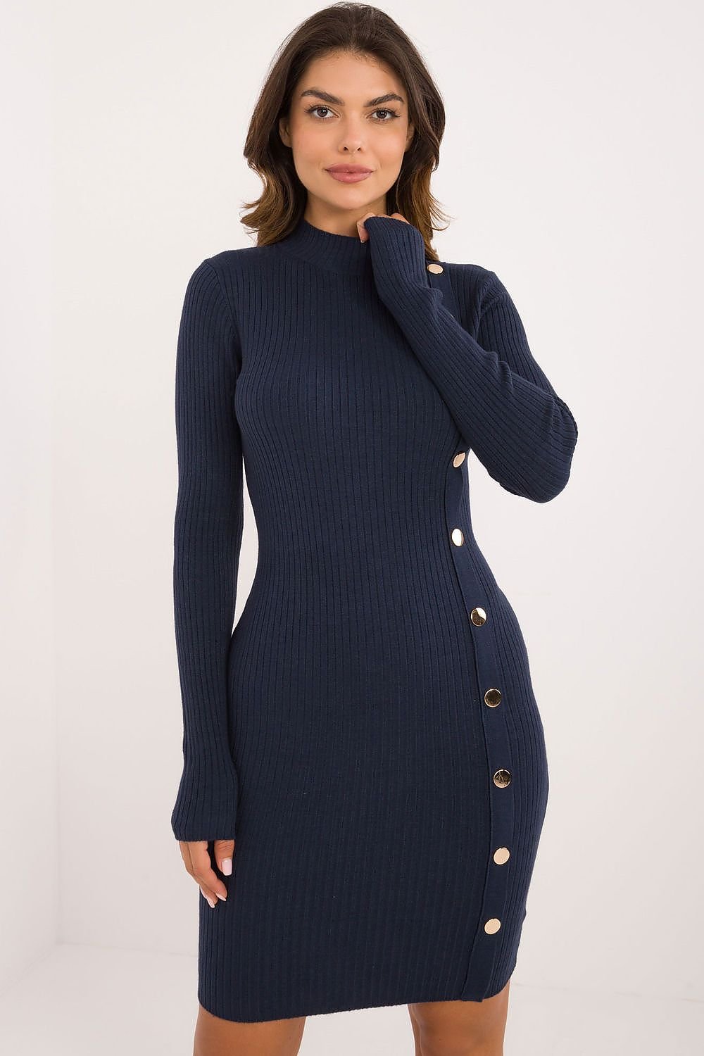 navy blue day dress front view
