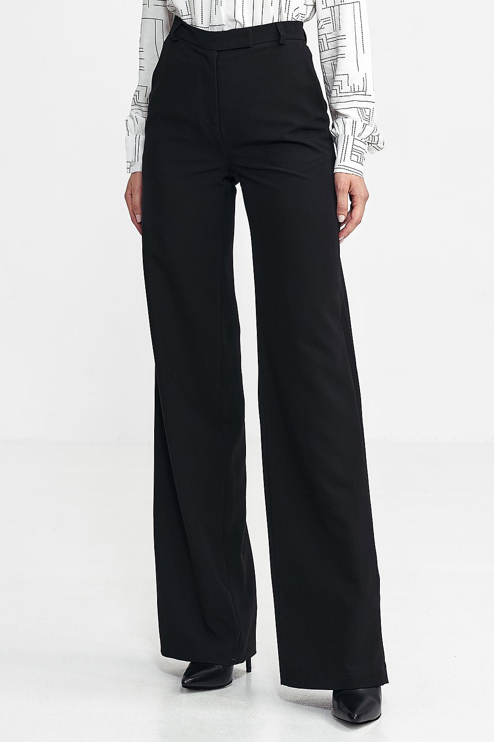 grey belted trousers back view