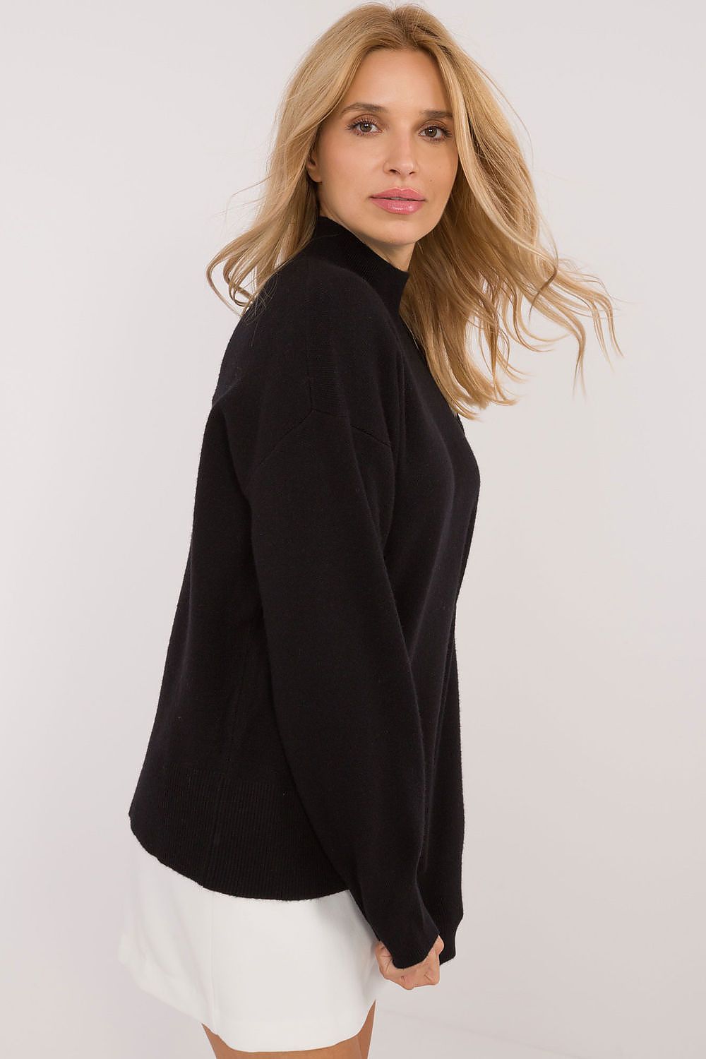 Women's Black and Green Jumper side view