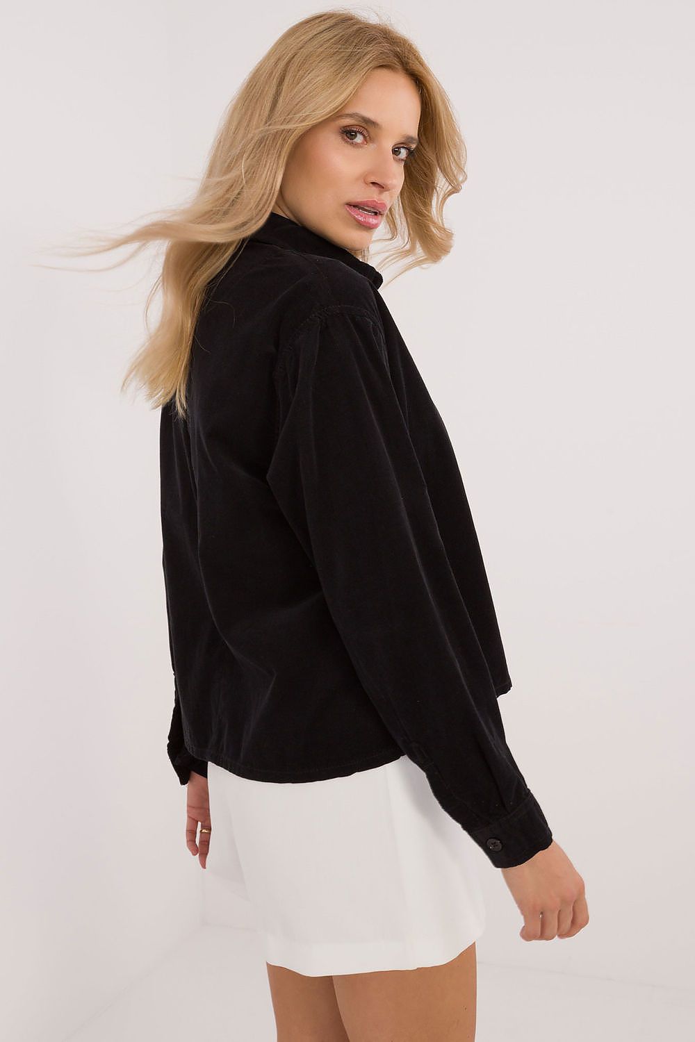 Women's Black, Beige, and Green Long Sleeve Shirt detail view
