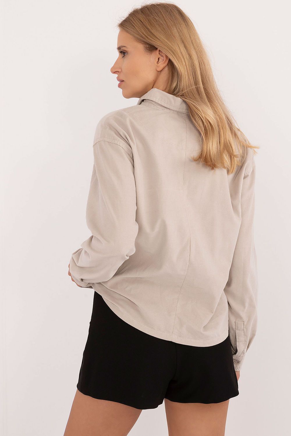 Women's Black, Beige, and Green Long Sleeve Shirt view 6