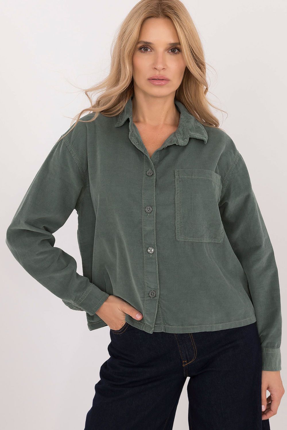Women's Black, Beige, and Green Long Sleeve Shirt view 7