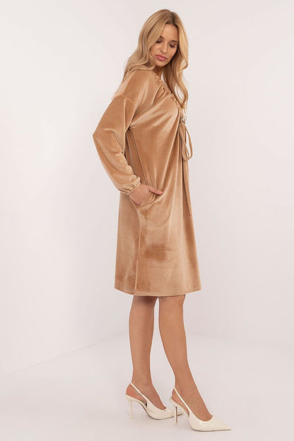 beige long sleeve day dress view 15