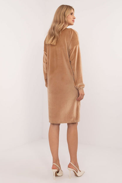 beige long sleeve day dress view 16