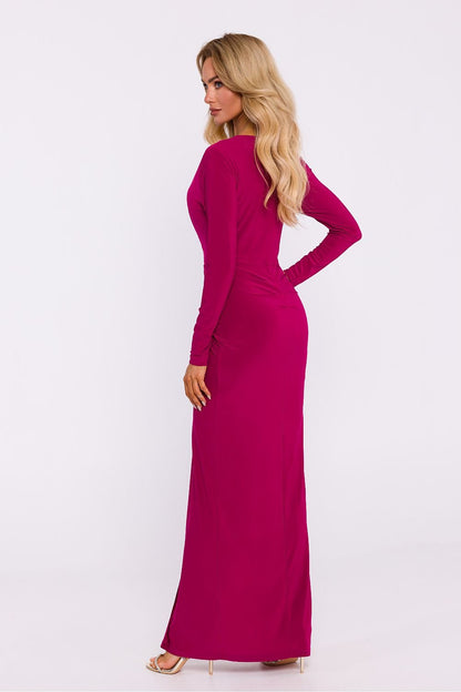 violet long sleeve maxi long dress alternate angle