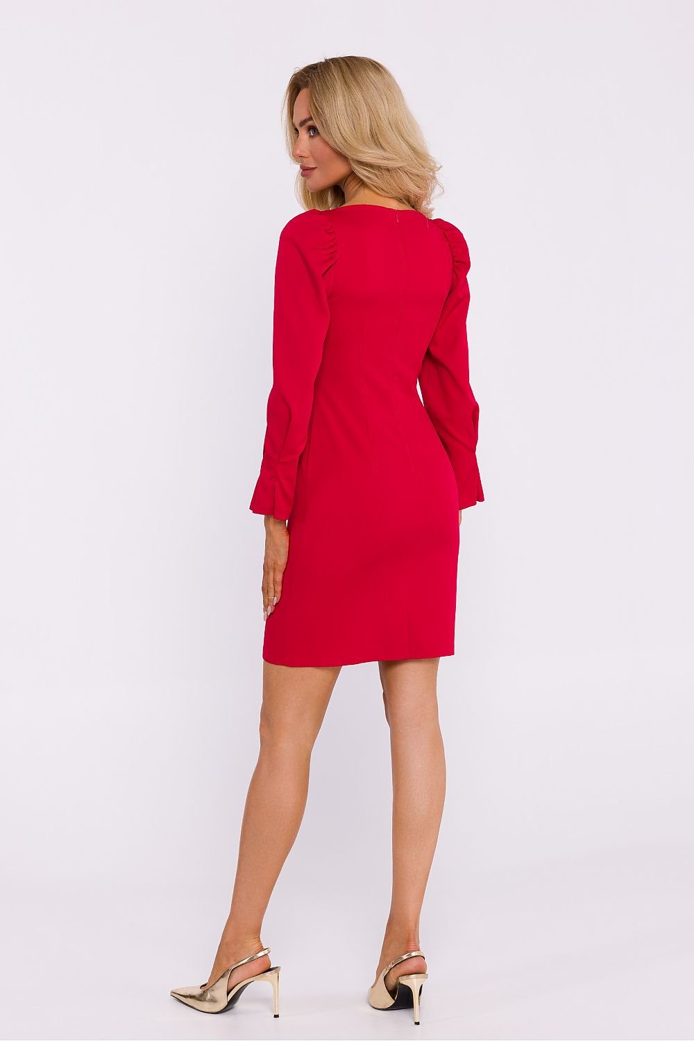 violet long sleeve square neck day dress view 6