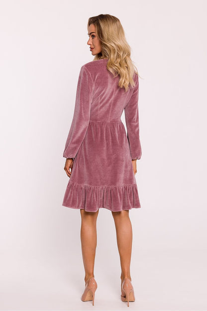 green flared ruffle day dress view 8